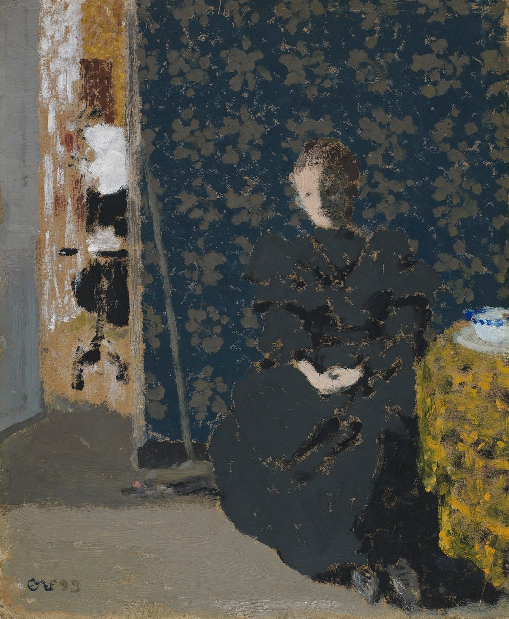 PD.1-1994 Istuva nainen kahvikupillisen kanssa, 1893 (penkkatauti pahvilla) tekijältä Edouard Vuillard