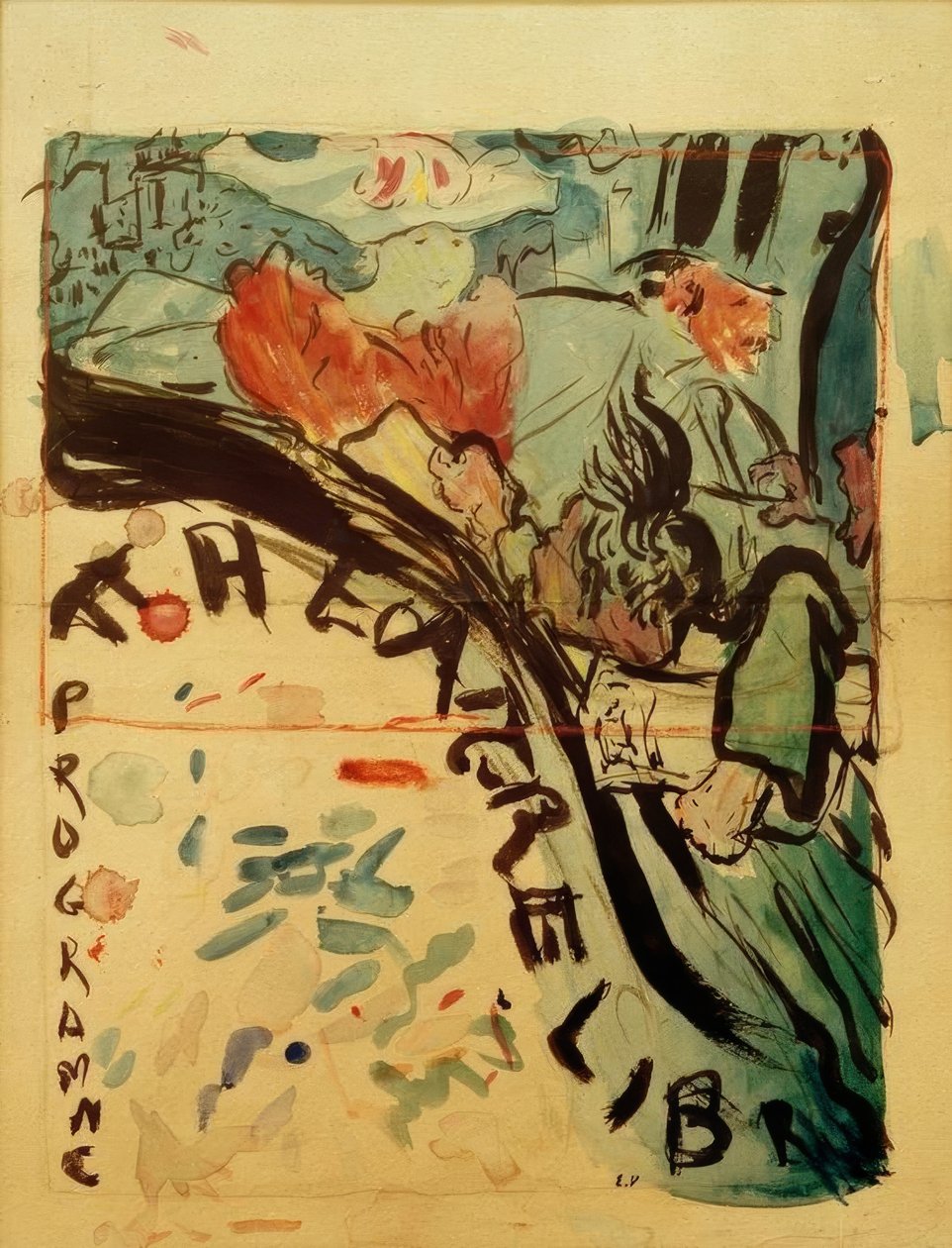 Projet du program pour le Théâtre Libre tekijältä Edouard Vuillard