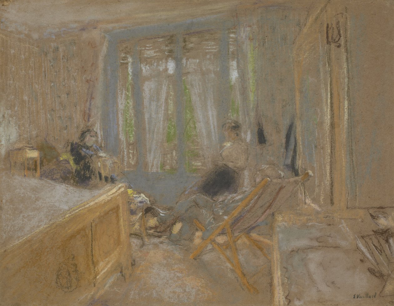 Vuillardin perhe Closerie des Genêtsissä, n. 1921-24 tekijältä Edouard Vuillard