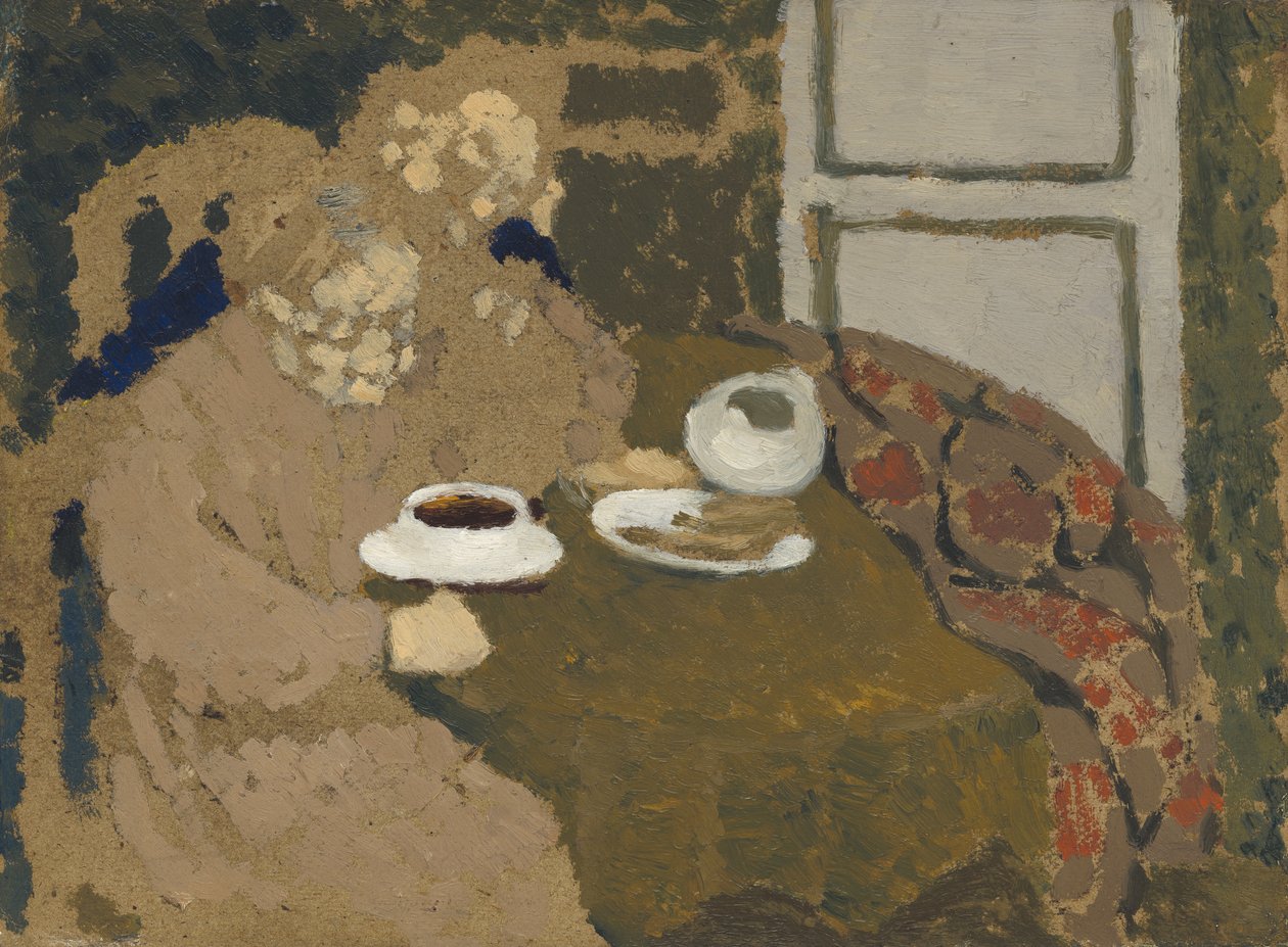 Kaksi naista juomassa kahvia, noin 1893 (öljy pahville). tekijältä Edouard Vuillard
