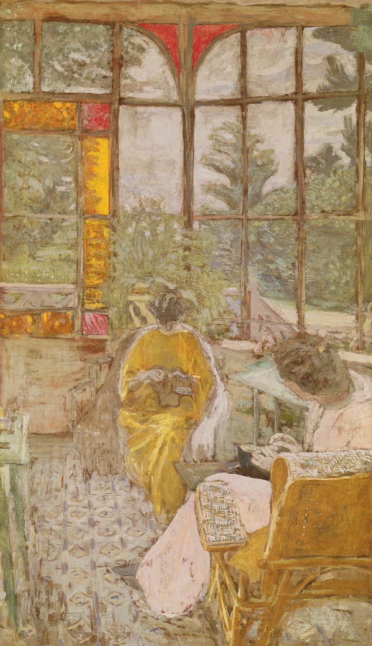 Kaksi naista kirjoamassa verannalla, 1913 (tempera kankaalle) tekijältä Edouard Vuillard