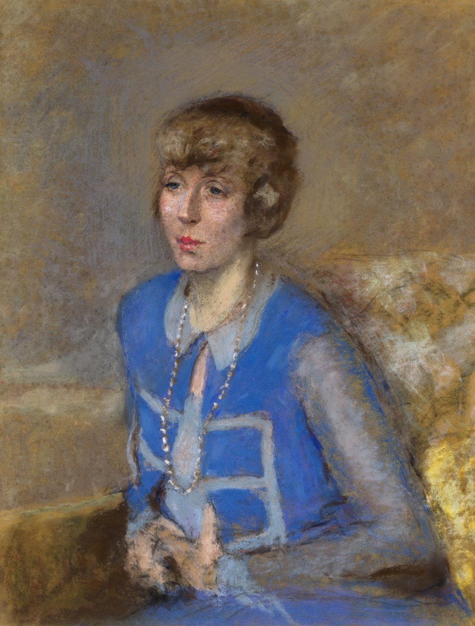 Nainen sinisessä, c. 1925-35 (pastelli kudospaperille) tekijältä Edouard Vuillard