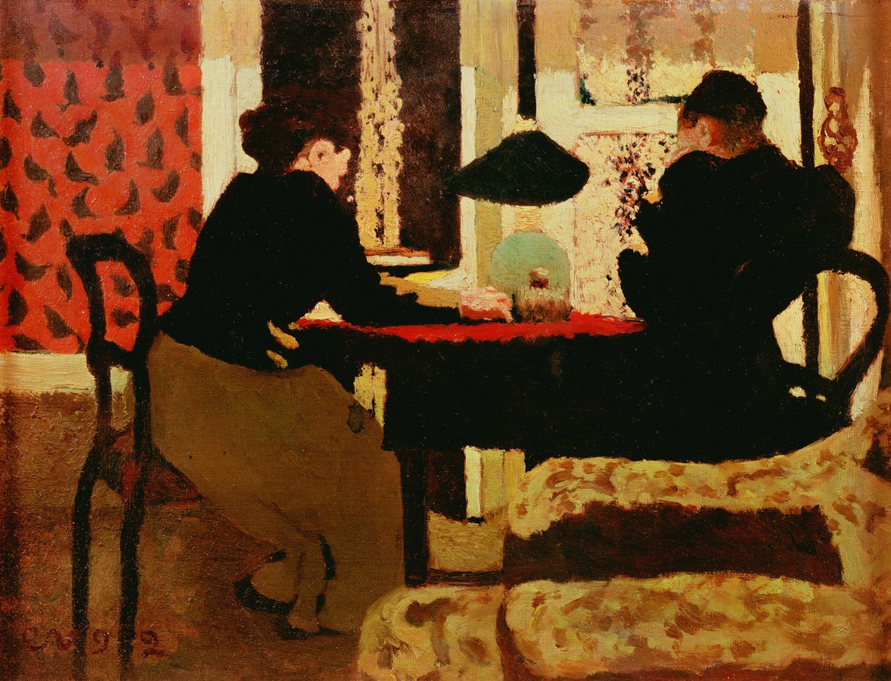 Naiset lampun valossa, 1892 tekijältä Edouard Vuillard
