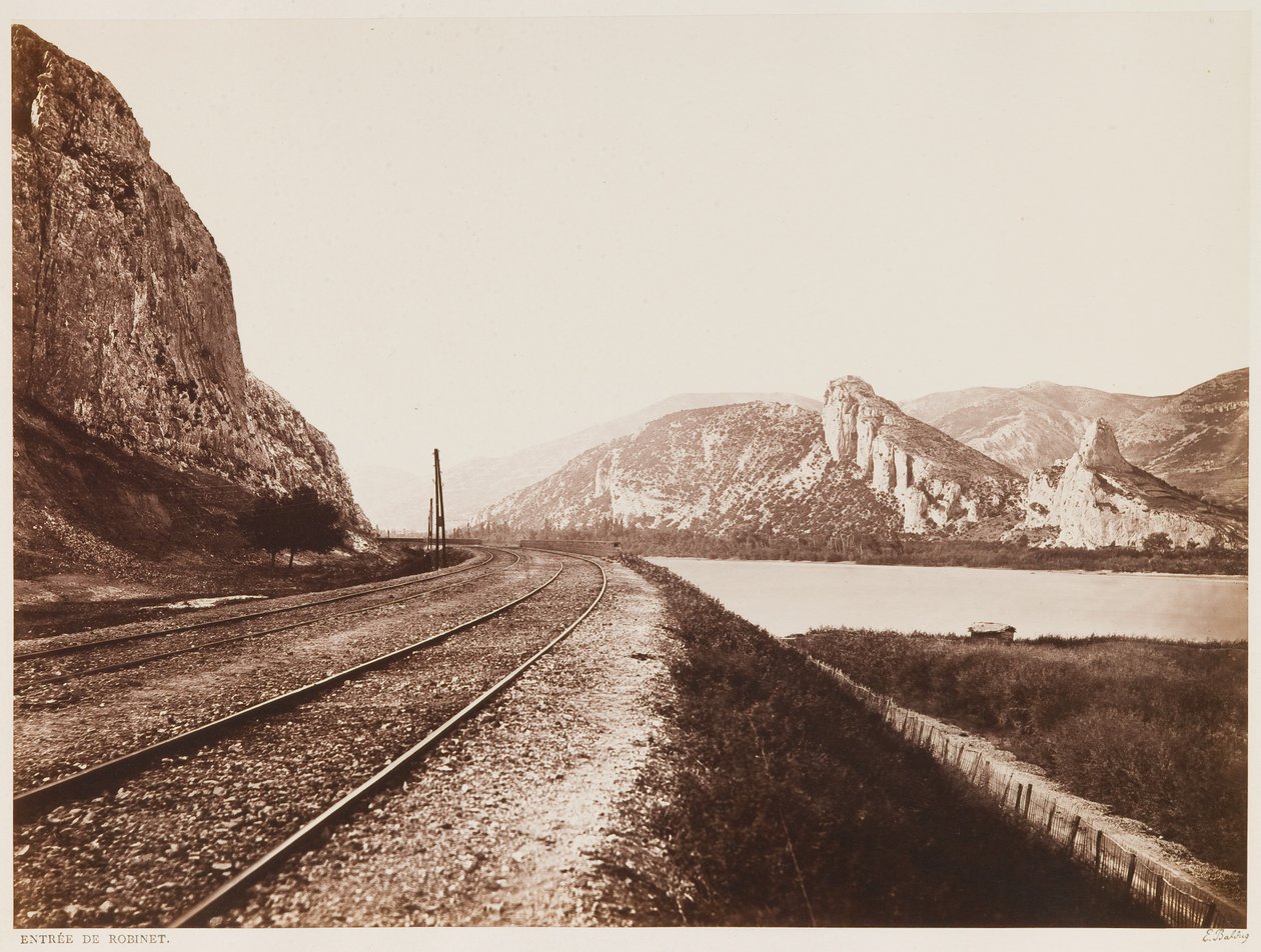 Lähestyminen Donzèren vuorisolaan, albumista "Pohjoinen rautatie Pariisista Lyoniin ja Välimerelle", noin 1861 (valkokangaspainatus) tekijältä Edouard Denis Baldus