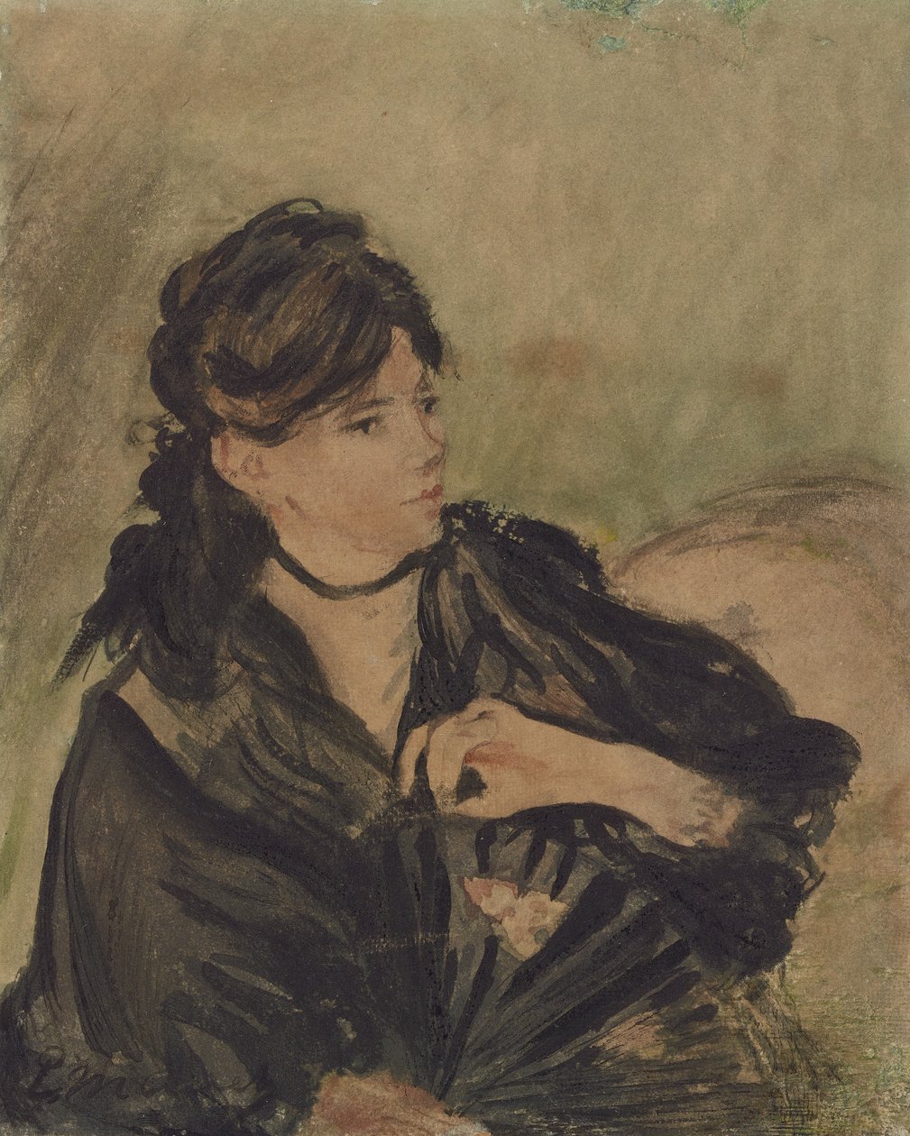 Berthe Morisot com um Fanfinnish tekijältä Edouard (after) Manet