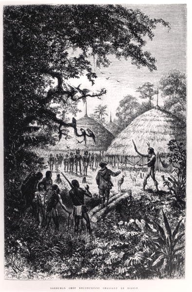 Yagouman Chief Rougouyenne Hunting the Devil, kuvitus teoksesta "Voyages dans l