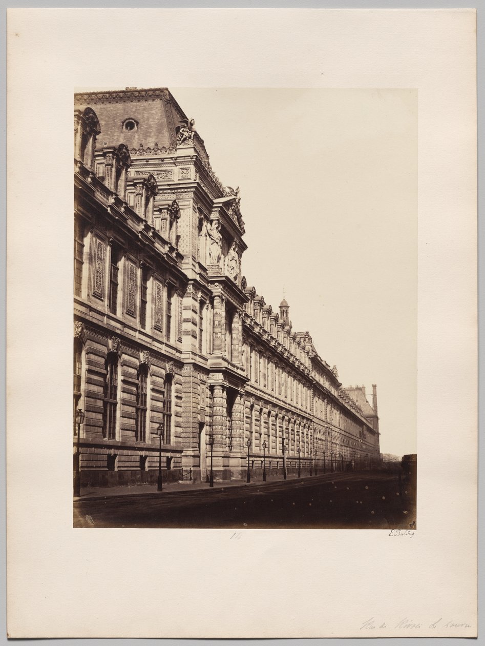 Louvre, Rue de Rivolin puoleinen julkisivu, Pariisi tekijältä Édouard Baldus