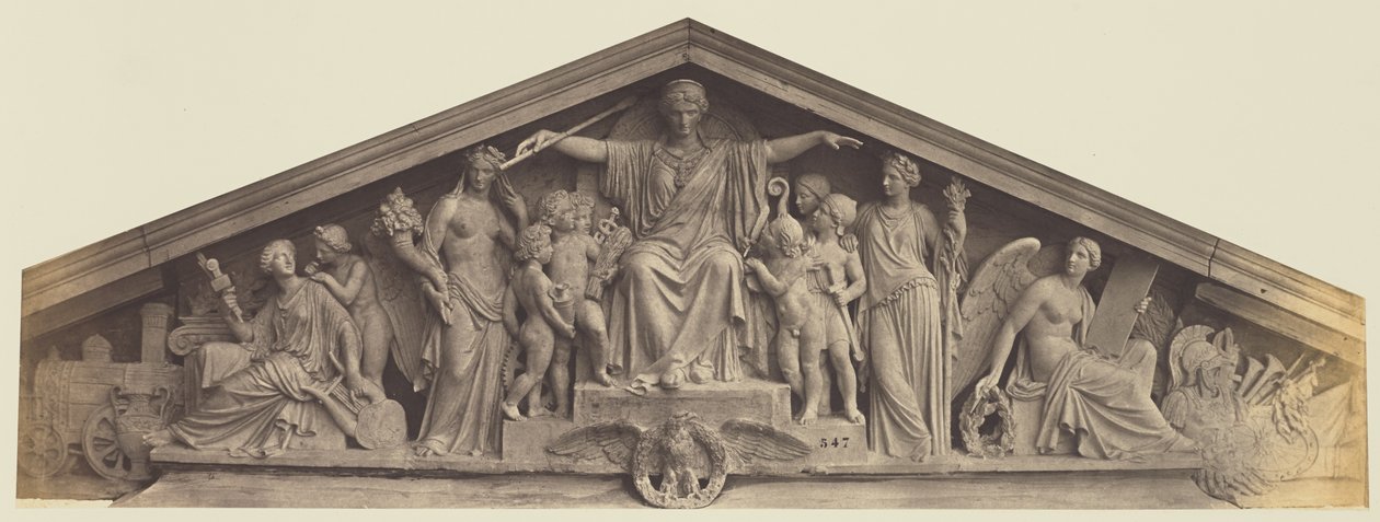 [Pavillon Richelieun päätykolmio, Louvre, Pariisi] tekijältä Édouard Baldus