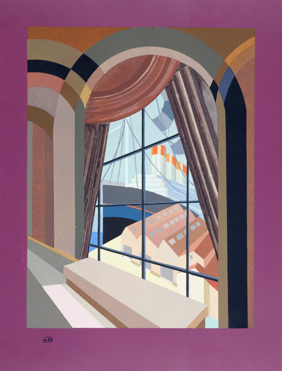 Tapettisuunnittelu Relaisilta, julkaistu vuonna 1930 tekijältä Edouard Benedictus