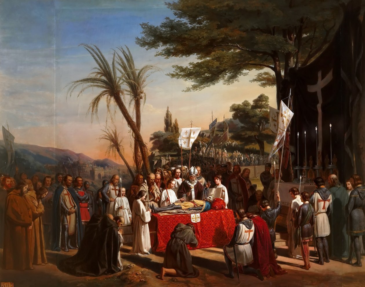 Godfrey of Bouillonin hautajaiset Jerusalemissa 23. heinäkuuta 1100 tekijältä Edouard Cibot