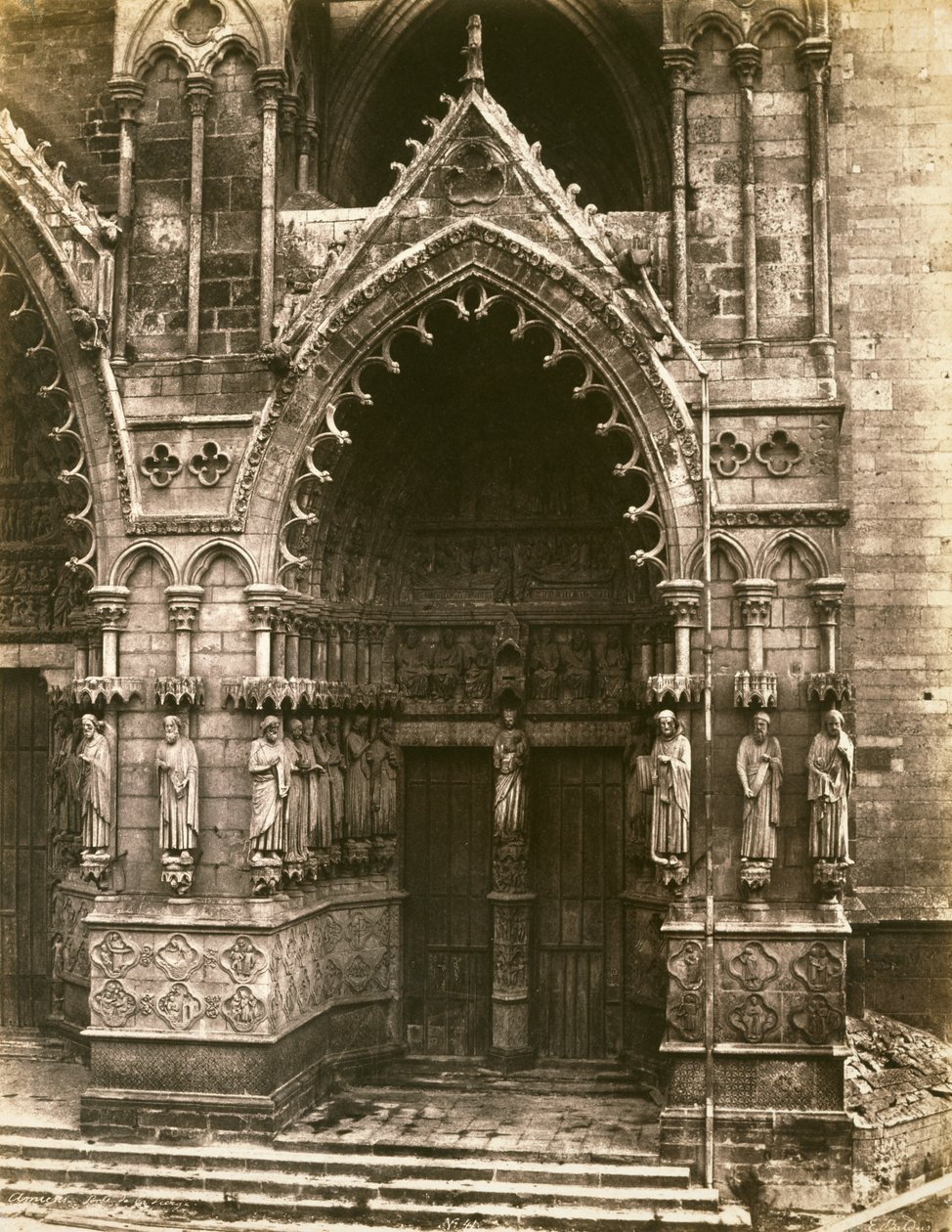 Door of the Virgin, Amiens Cathedral, n. 1856 (suolapaperiprintti) tekijältä Edouard Denis Baldus