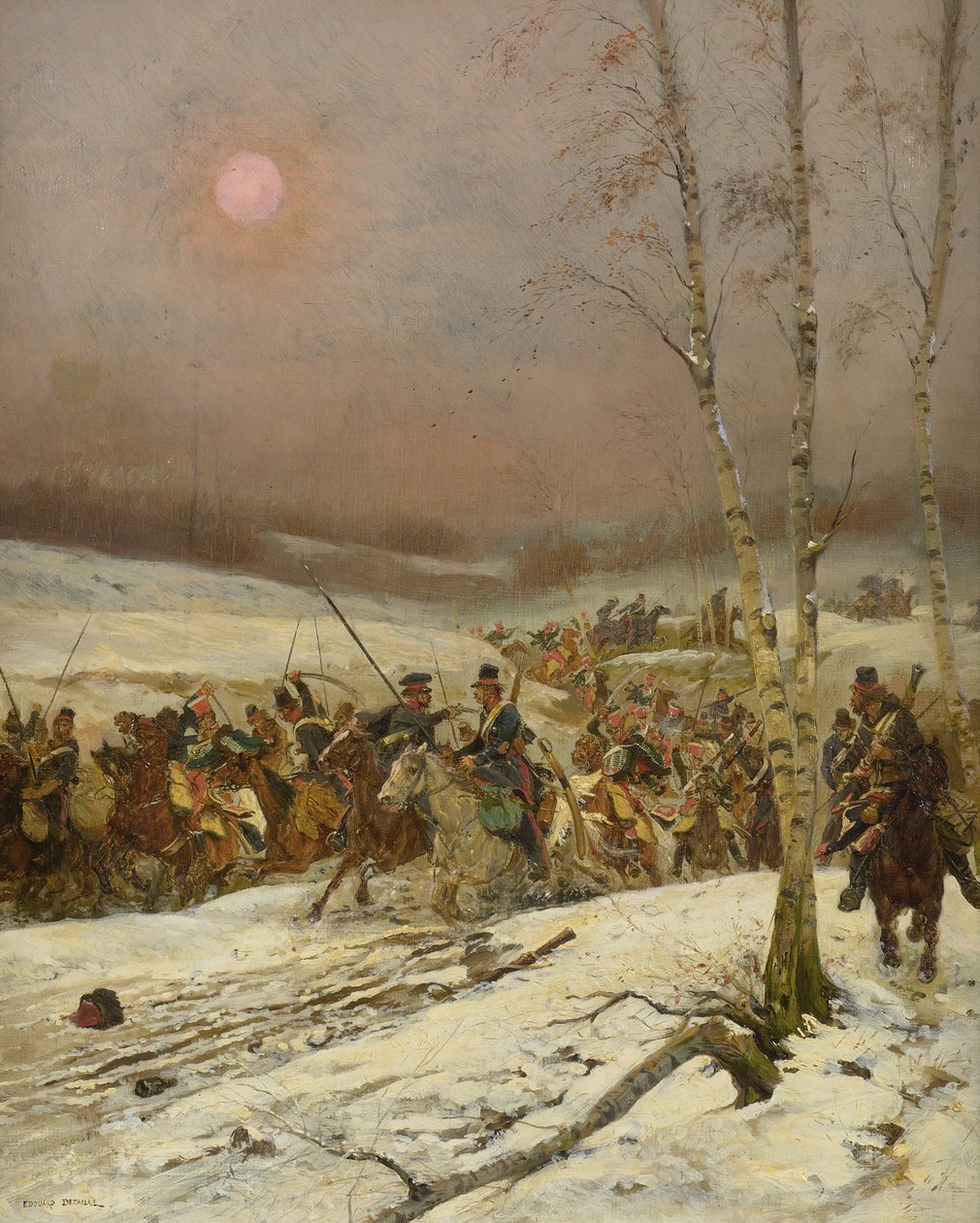 Kasakat hyökkäämässä kunniakaartin laivueeseen, n. 1910 tekijältä Jean Baptiste Edouard Detaille