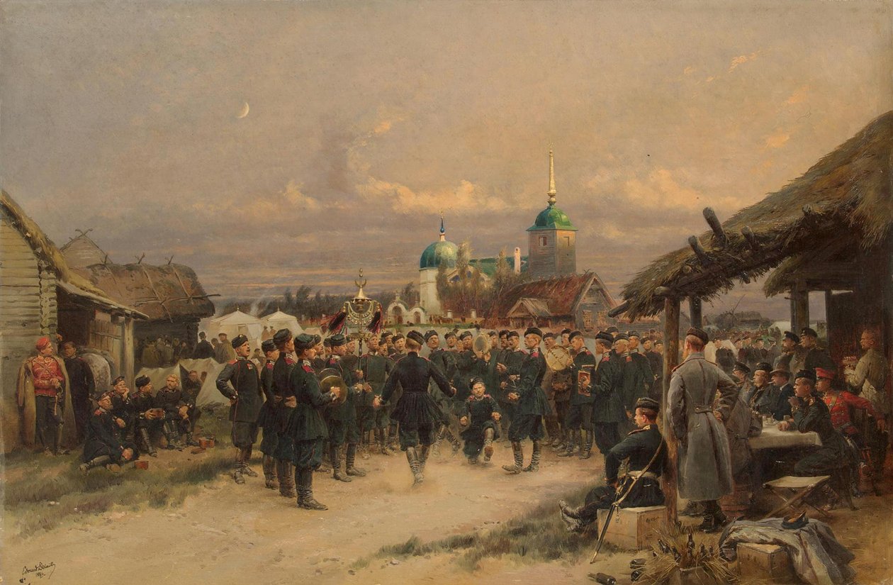 Singers of the Life-guards 4. Imperial Familys -kivääripataljoona Tsarskoje Selossa, 1889 tekijältä Jean Baptiste Edouard Detaille