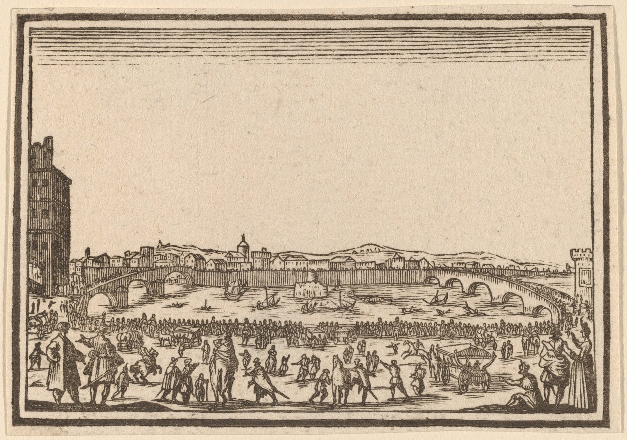 Ilotulitus Arnossa, Firenzessä tekijältä Edouard Eckman after Jacques Callot
