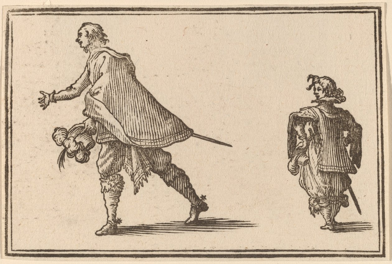 Gentleman ja hänen sivunsa tekijältä Edouard Eckman after Jacques Callot