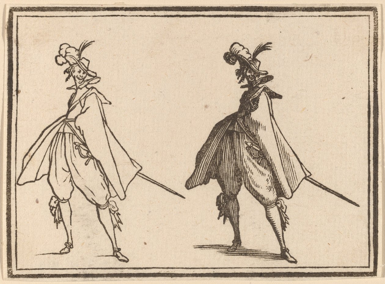 Herrasmies suuressa vaipassa, näkymä edestä tekijältä Edouard Eckman after Jacques Callot