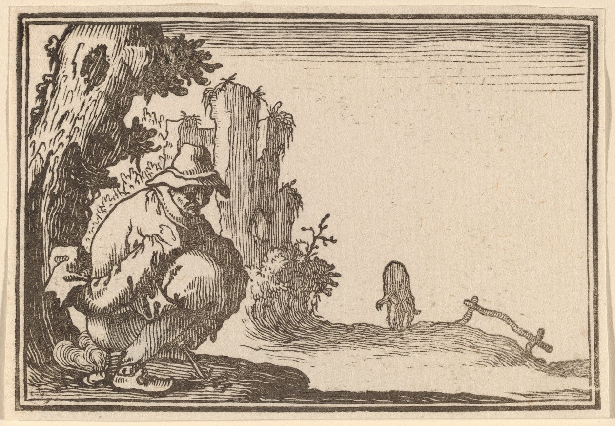 Talonpojan ulostaminen tekijältä Edouard Eckman after Jacques Callot
