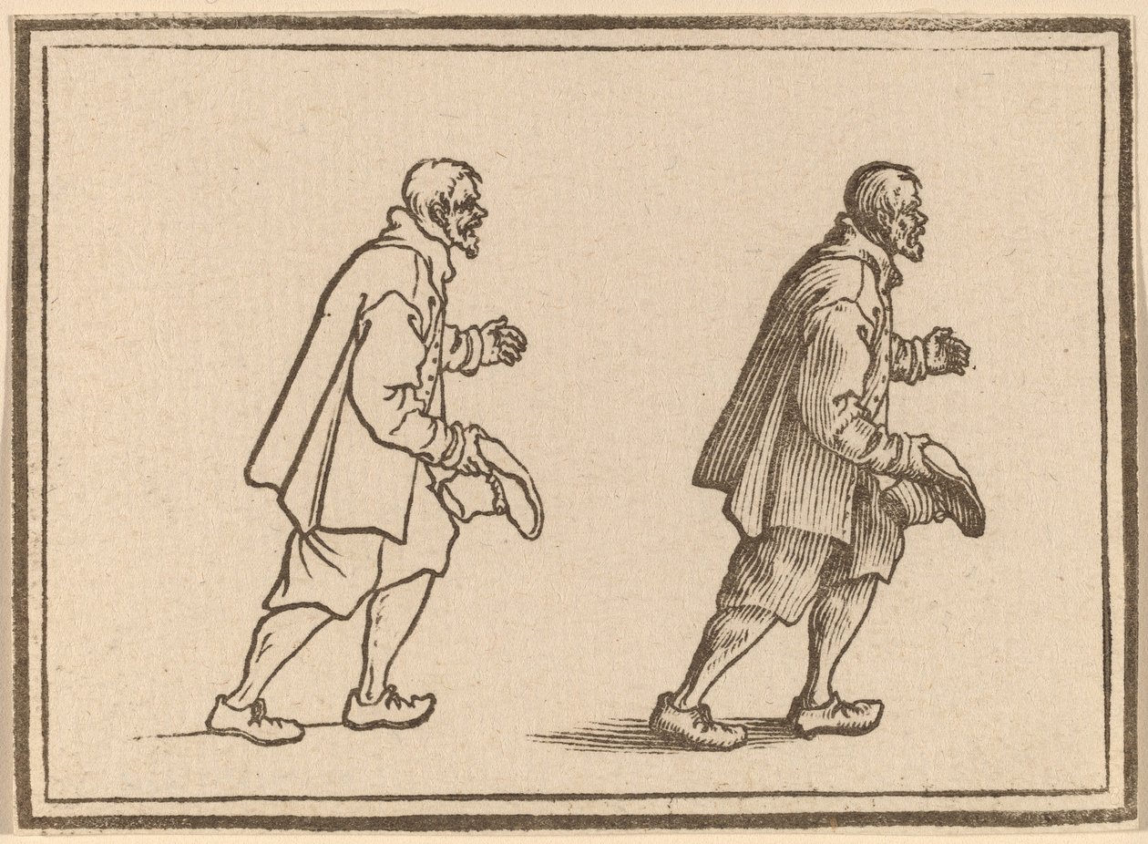 Talonpoika hattu kädessä tekijältä Edouard Eckman after Jacques Callot