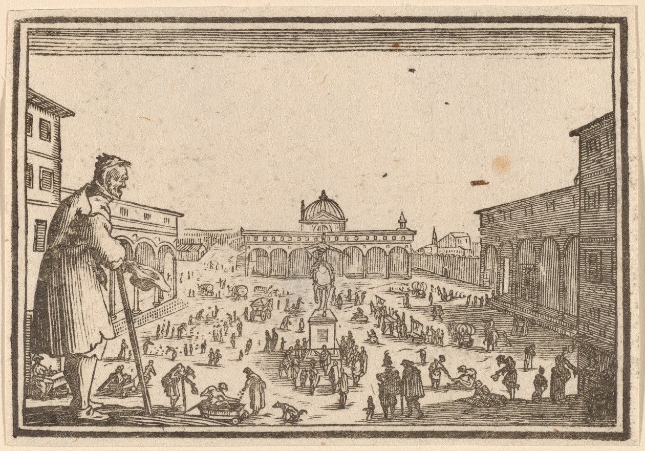 Piazza SS. Annunziata, Firenze tekijältä Edouard Eckman after Jacques Callot