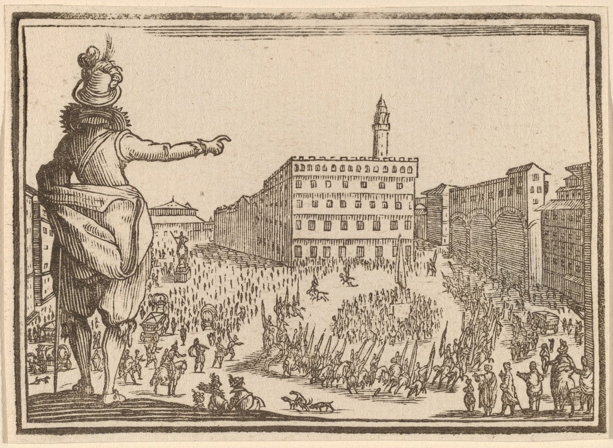 Piazza della Signoria, Firenze tekijältä Edouard Eckman after Jacques Callot