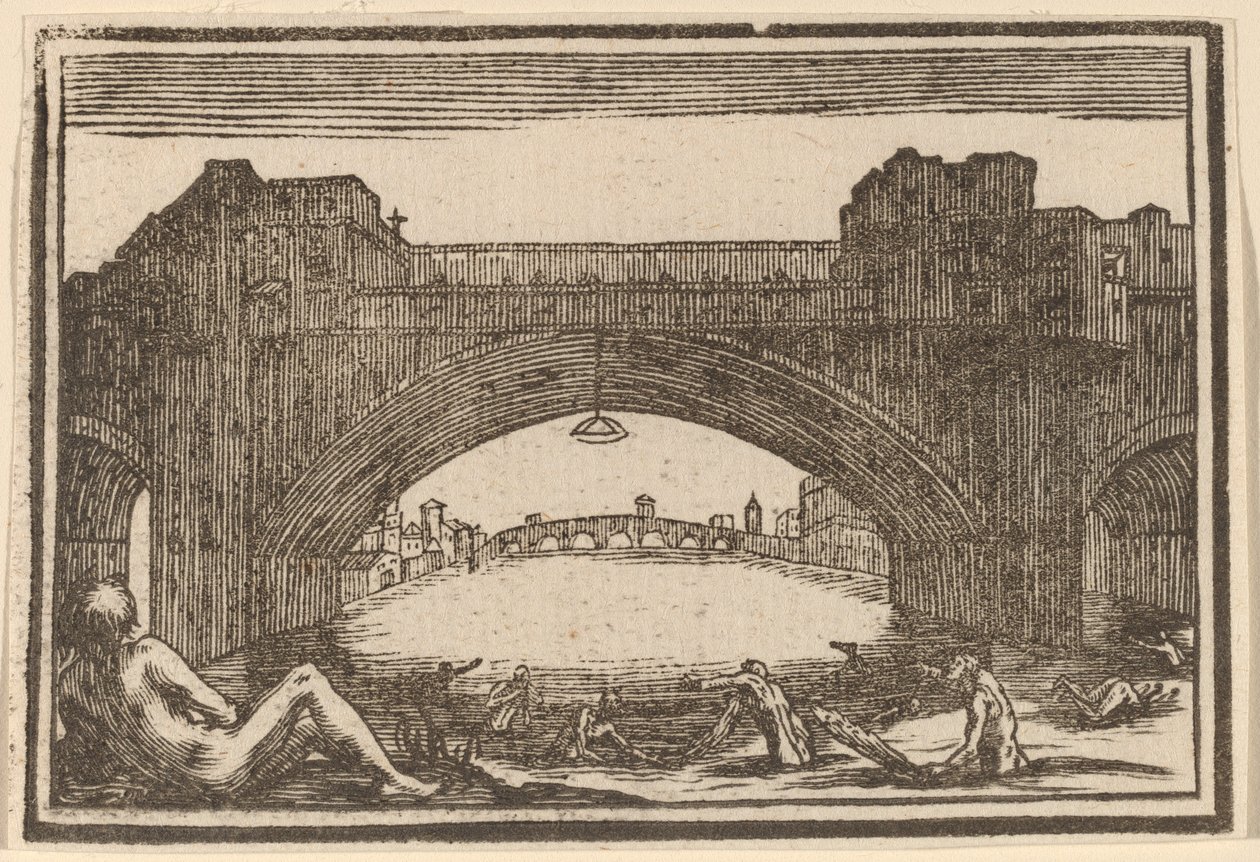 Ponte Vecchio, Firenze tekijältä Edouard Eckman after Jacques Callot