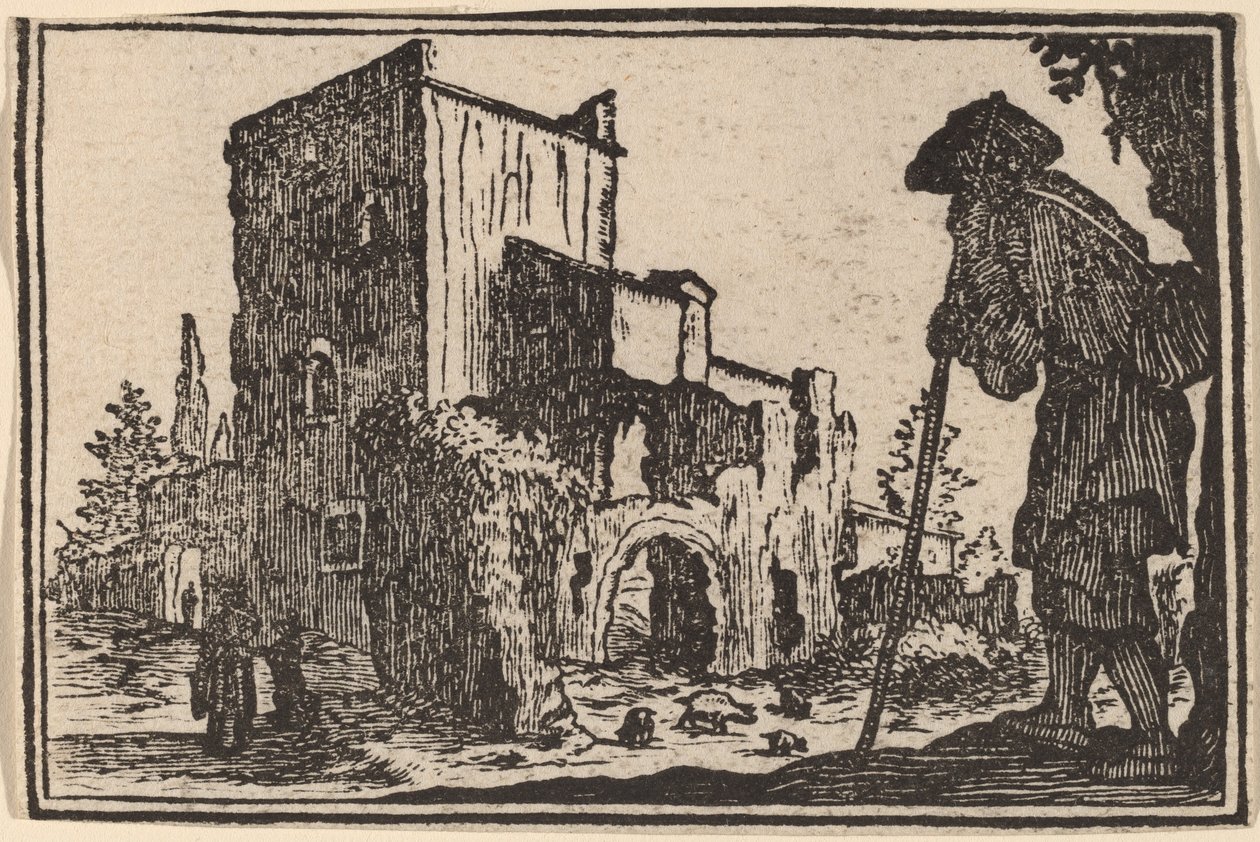 Paimen ja rauniot tekijältä Edouard Eckman after Jacques Callot
