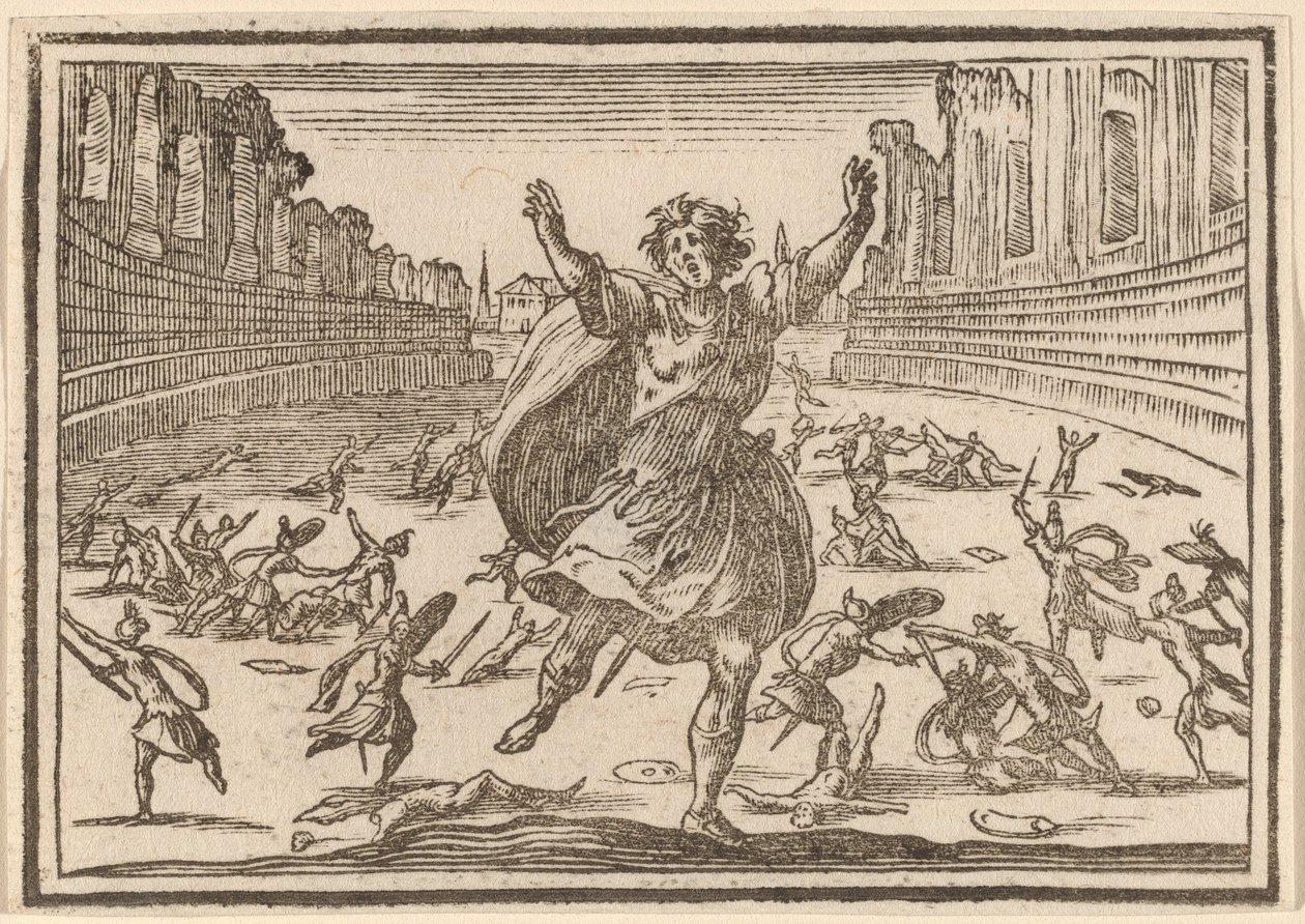 Kahakka roomalaisessa sirkuksessa tekijältä Edouard Eckman after Jacques Callot