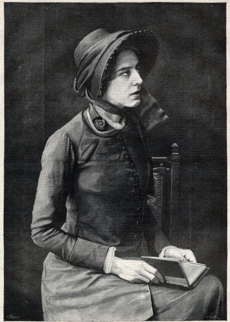 Neiti Kate Booth (Catherine Booth-Clibborn (Booth Clibborn), Pelastusarmeen marechale (1858-1955) - Navellierin kaiverrus "Kuvallinen päiväkirja" vuodelta 1891 tekijältä Edouard Felicien Eugene Navellier