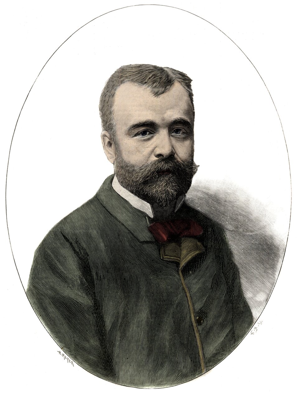 Ernest Lavissen (1842-1922), ranskalaisen historioitsijan ja akateemikon muotokuva - Navellierin kaiverrus "Le journal illustrious" -julkaisussa 1892 tekijältä Edouard Felicien Eugene Navellier