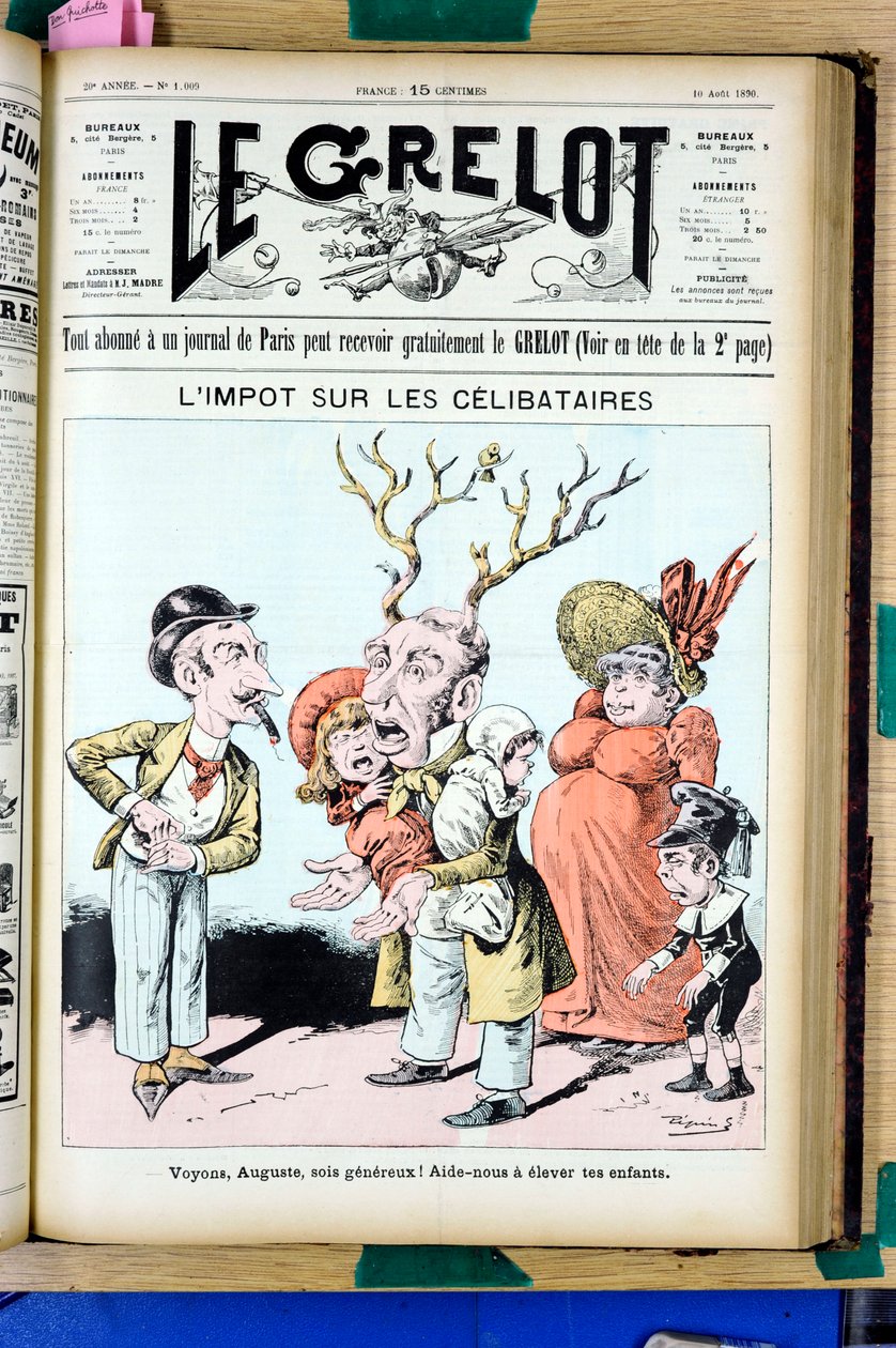 Kansi "" Le Grelot"", numero 1009, satiirinen väreissä tekijältä Edouard Guillaumin Pepin