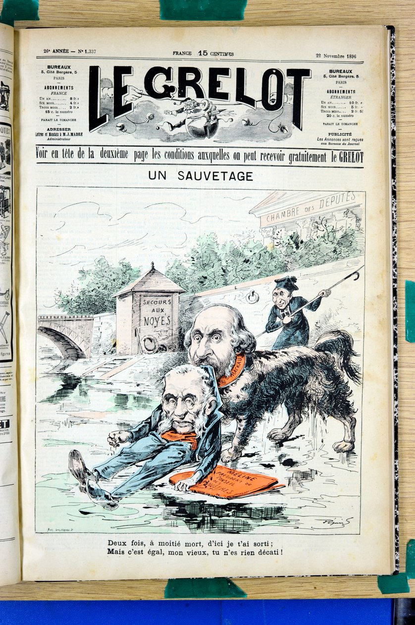 Kansi "" Le Grelot"", numero 1337, satiirinen väreissä tekijältä Edouard Guillaumin Pepin