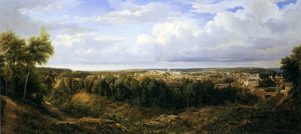 Näkymä Leonin kaupunkiin Espanjassa, 1857 tekijältä Edouard Jean Marie Hostein
