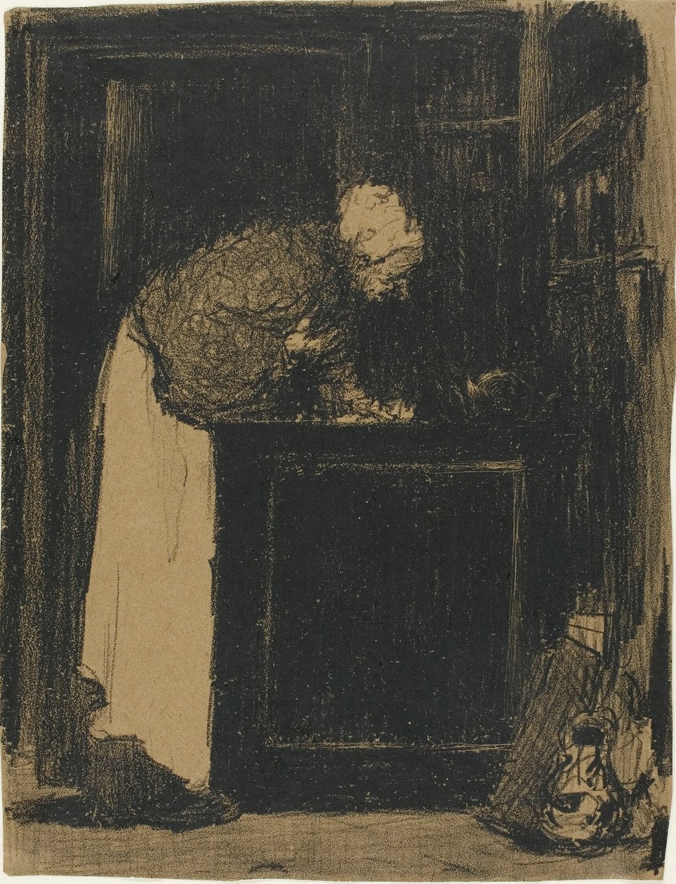 Vanha nainen lieden ääressä tekijältä Édouard Jean Vuillard