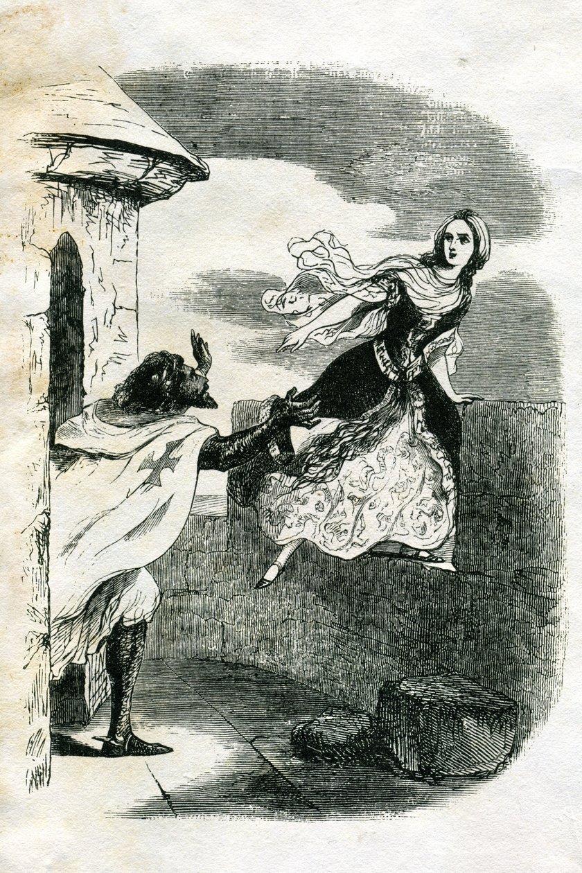 Ivanhoen kuvitus (etsaus) tekijältä Edouard & Lix Theodore (1830-1897) Frere