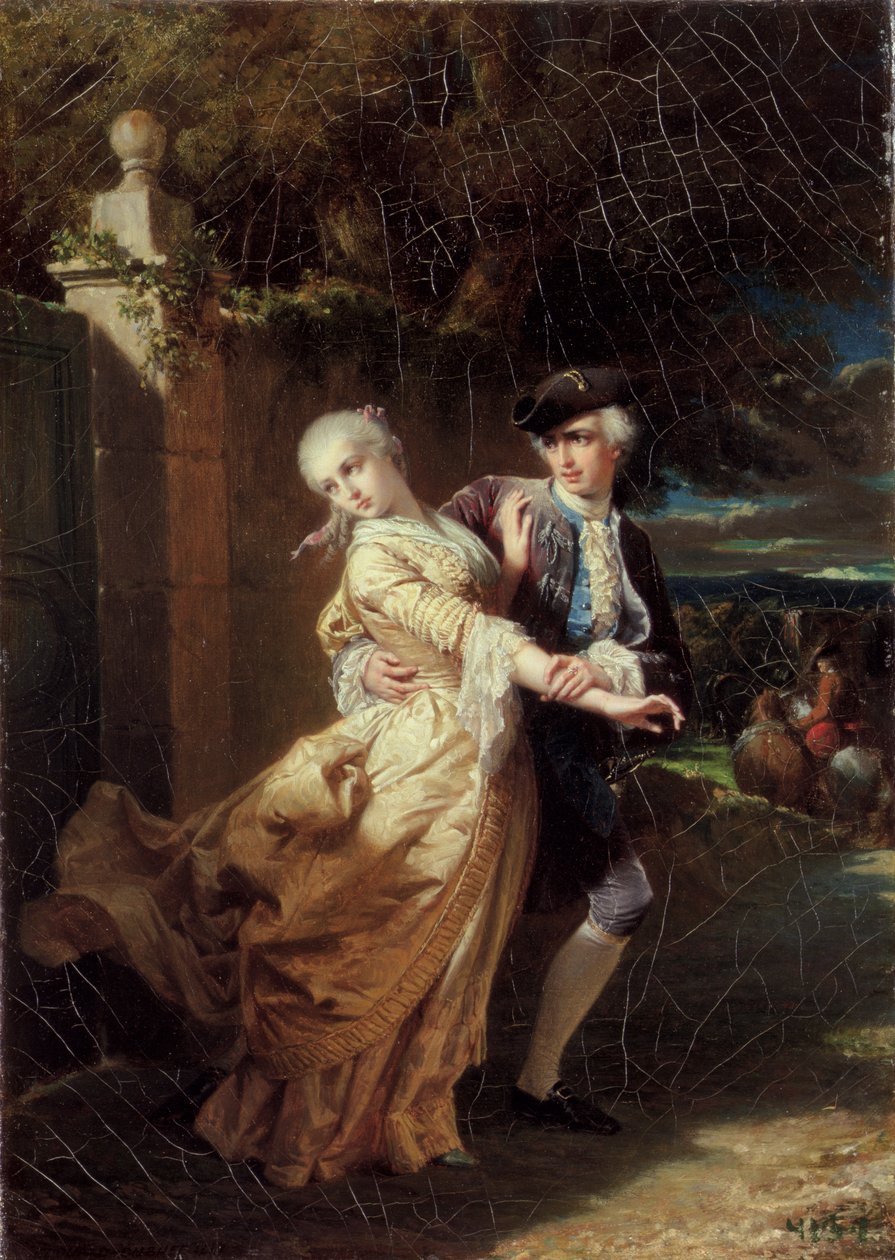 Lovelacen Clarissa Harlowen kidnappaus, 1867 tekijältä Edouard Louis Dubufe