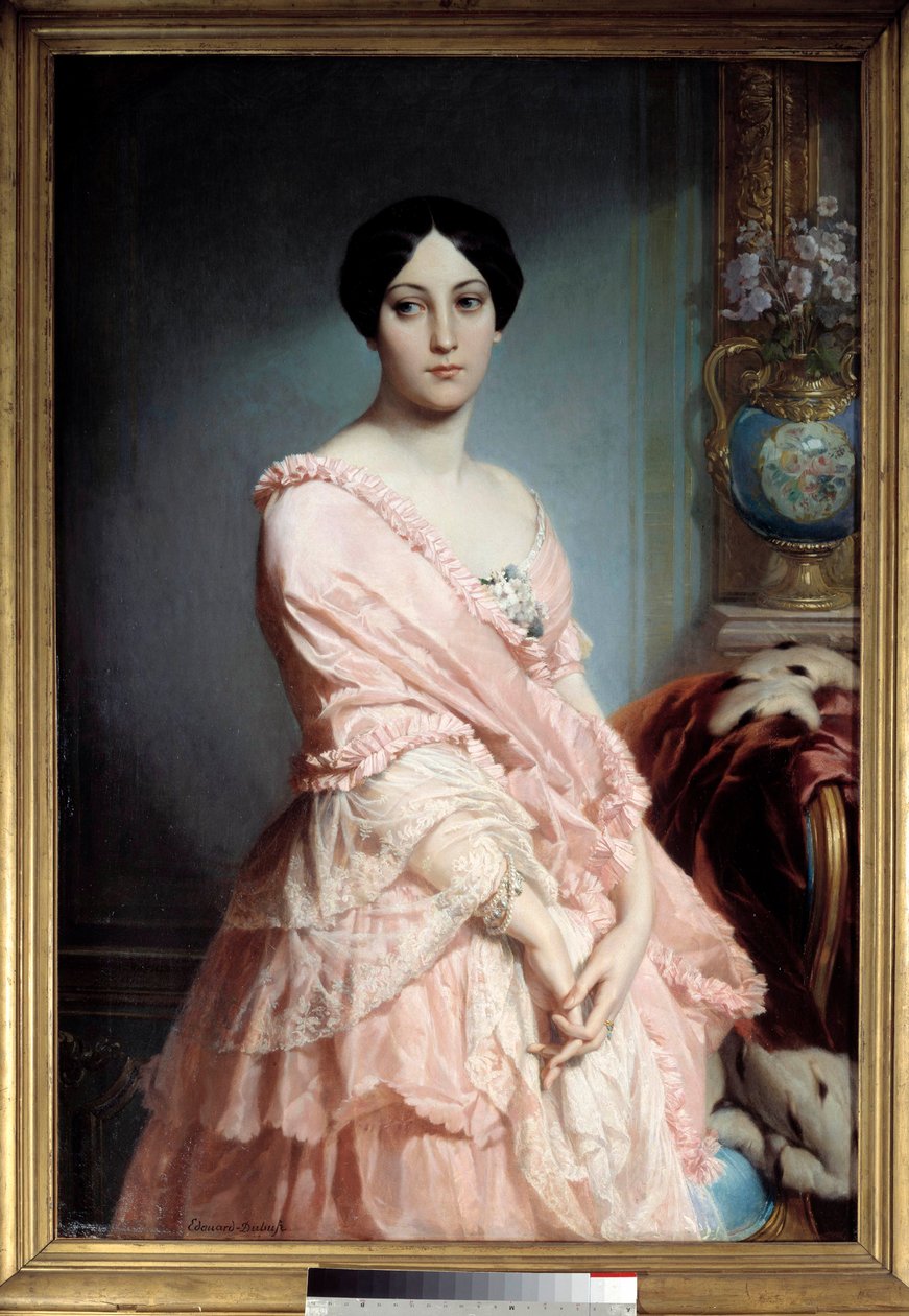 Madame F.:n muotokuva Edouard Dubufen maalaus (1820-1883). 1800-luvulla. Himmeä. 1,3x0,89 m. Pariisi, Musee d