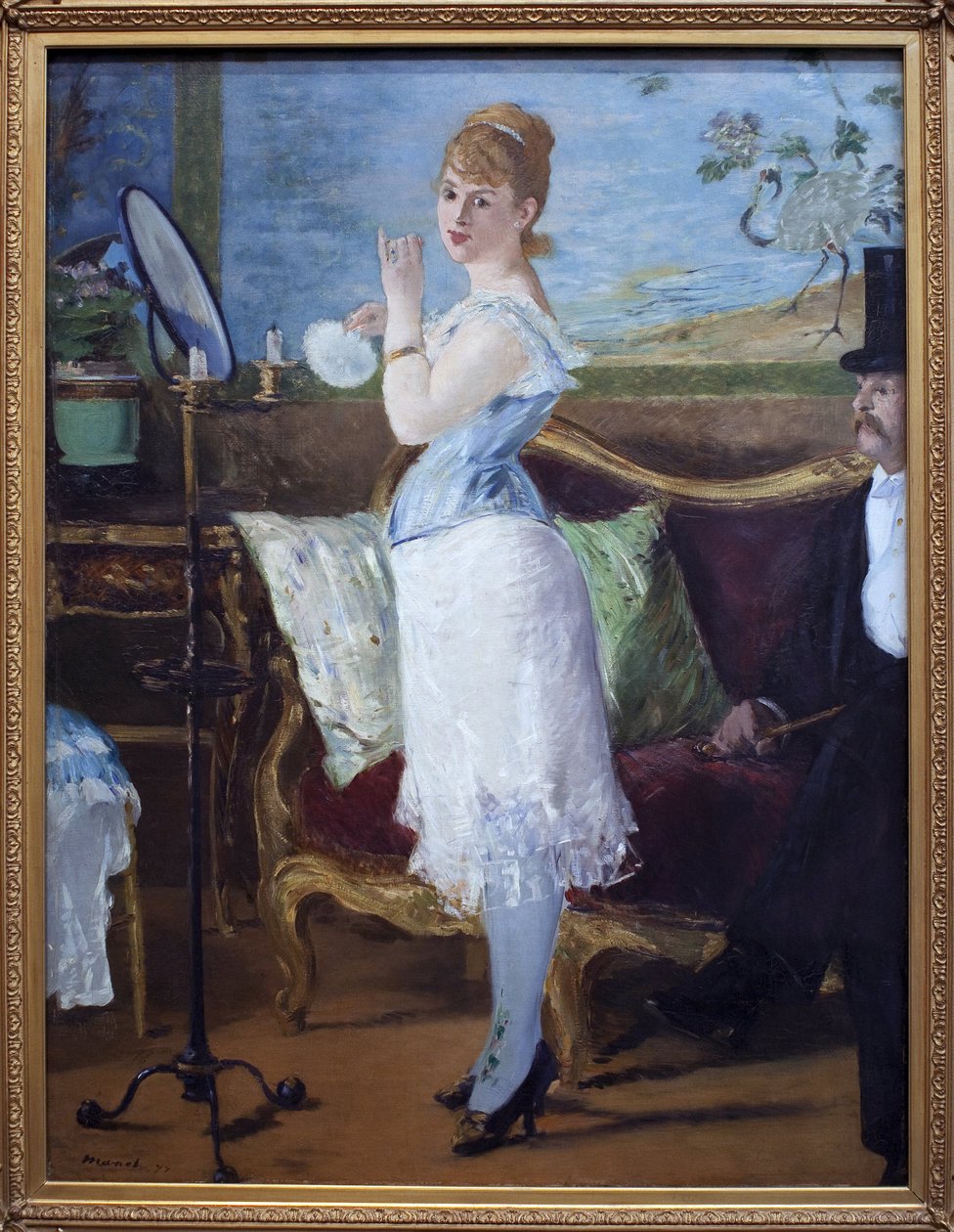 kulta. (Muotokuva näyttelijä Henriette Hauserista, joka tunnetaan nimellä Citron, Nanan roolissa, prostituoitu hahmo Emile Zolan (1840-1902) romaaneissa. Edouard Manetin (1832-1883) maalaus, öljy kankaalle tekijältä Édouard Manet