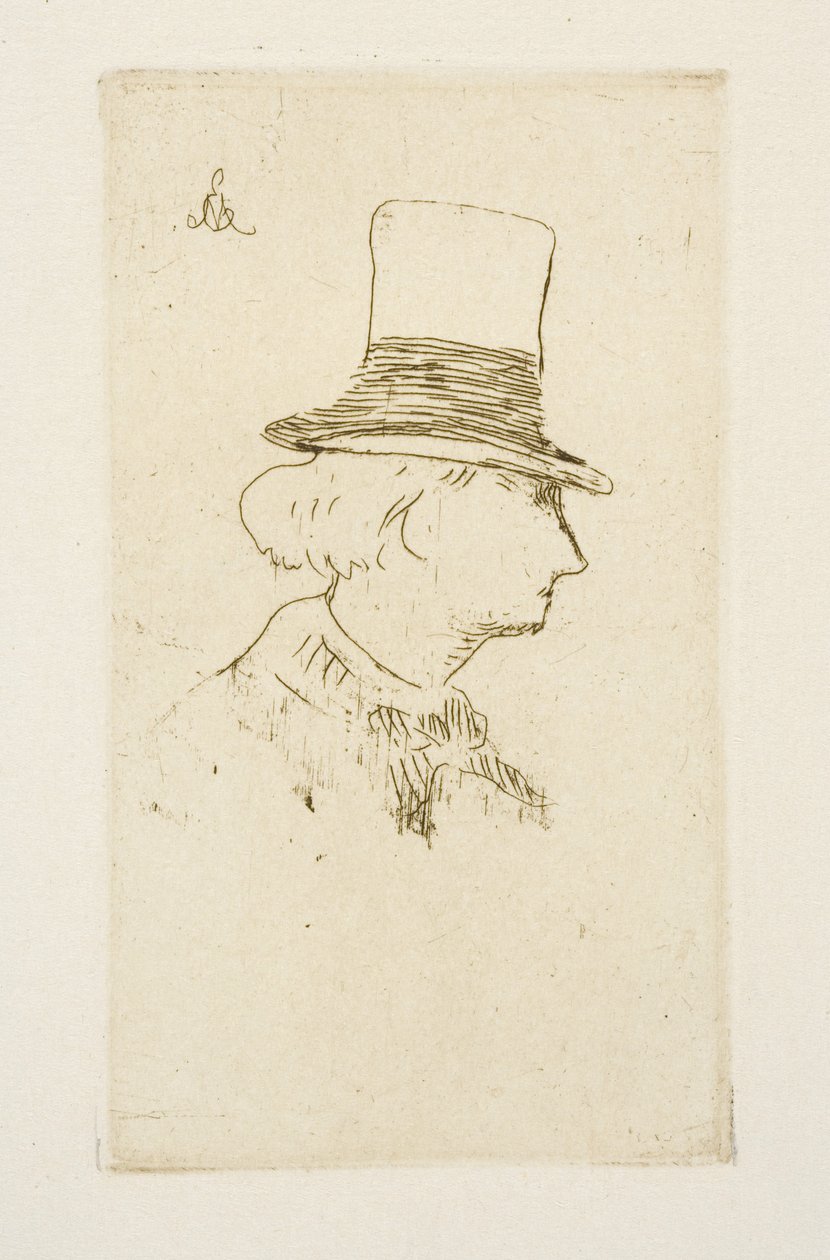 Baudelaire profiilissa hattu yllään, 1862 tekijältä Édouard Manet
