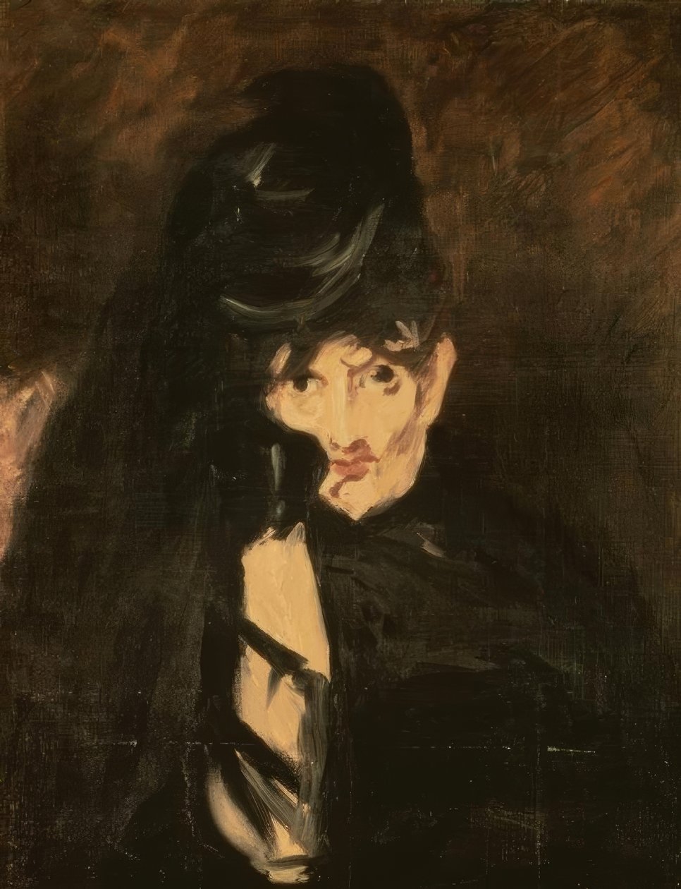 Berthe Morisot suruhatussa pitkällä hunnulla tekijältä Édouard Manet