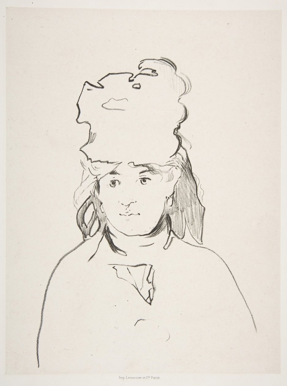 Berthe Morisot siluetissa, 1872-74, julkaistu 1884. tekijältä Édouard Manet