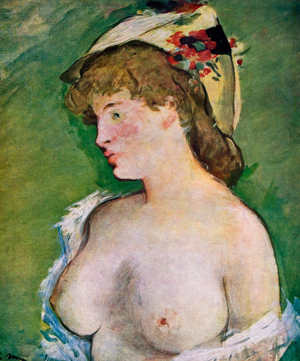 Blondi nainen paljain rinnoin, 1878. tekijältä Édouard Manet