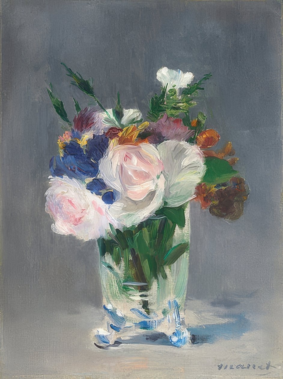 Kukkia kristallimaljakossa. Noin 1882 tekijältä Édouard Manet