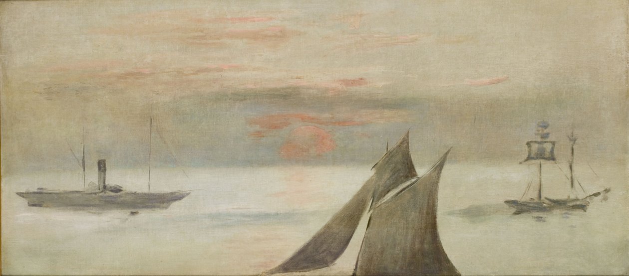 Veneitä merellä, auringonlasku tekijältä Édouard Manet