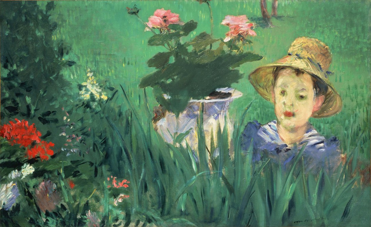 Poika kukissa Jacques Hoschedé, 1876 tekijältä Édouard Manet