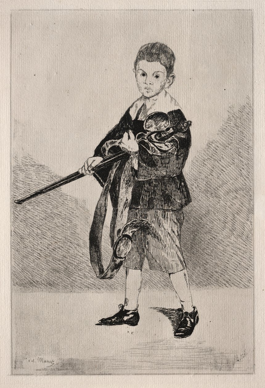 Lapsi miekalla, käännetty vasemmalle. tekijältä Édouard Manet