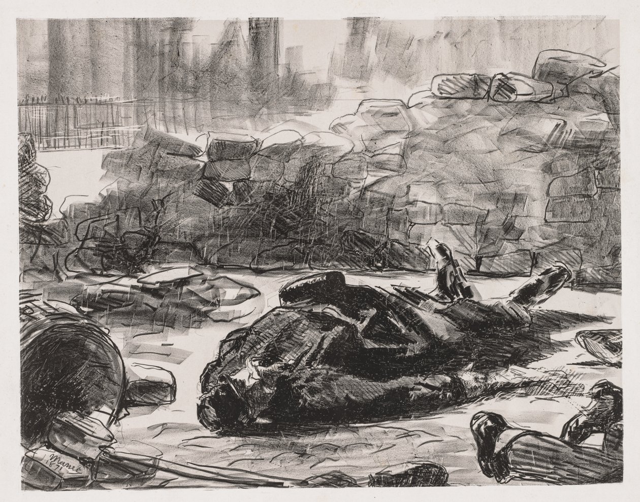 Sisällissotakohtaus Pariisin kunnassa, 1871. tekijältä Édouard Manet