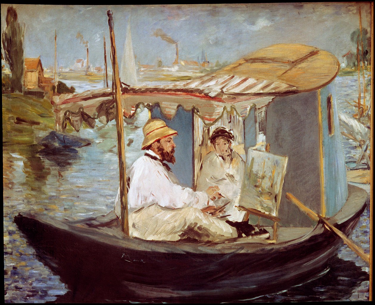 Claude Monet maalasi studioveneessään tekijältä Édouard Manet