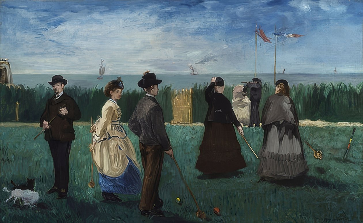 Krokettipeli Boulognessa. Noin 1871 tekijältä Édouard Manet