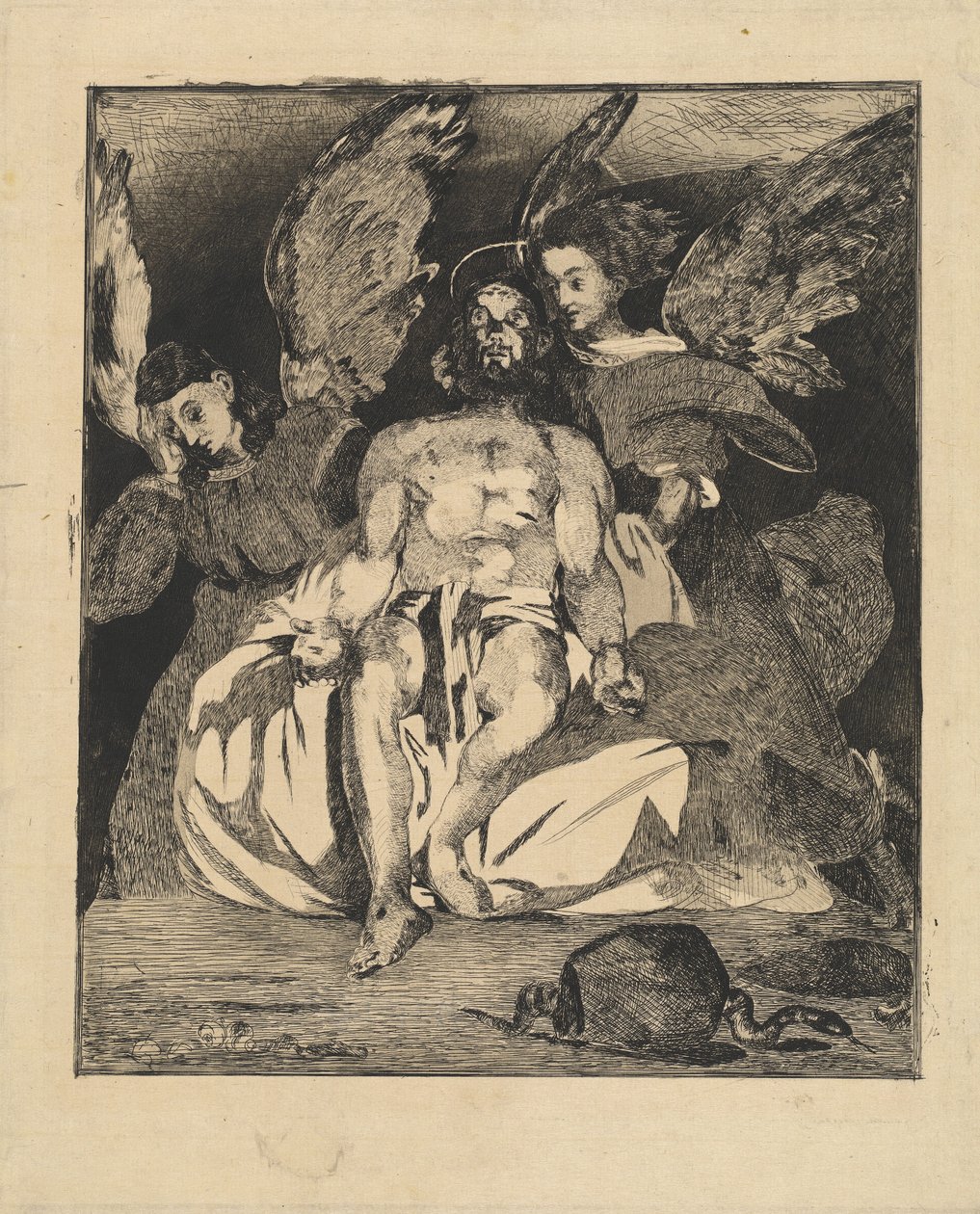 Kuollut Kristus enkelien kanssa (Christ aux anges) tekijältä Édouard Manet