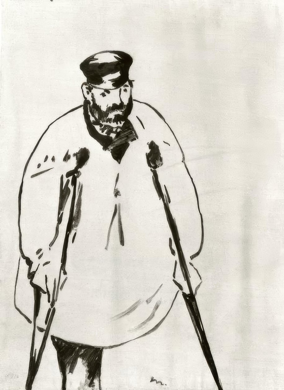 Mies kainalosauvoilla tekijältä Édouard Manet